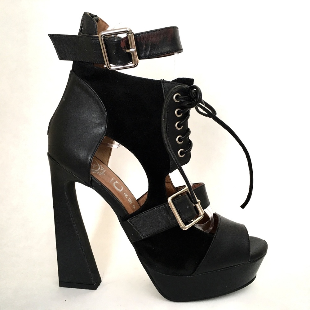 Jeffrey Campbell Ibiza Last Black Retro Platform 8 - Picture 1 of 7